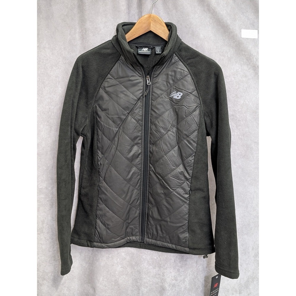 New Balance Women Fleece Jacket Black Grey Small